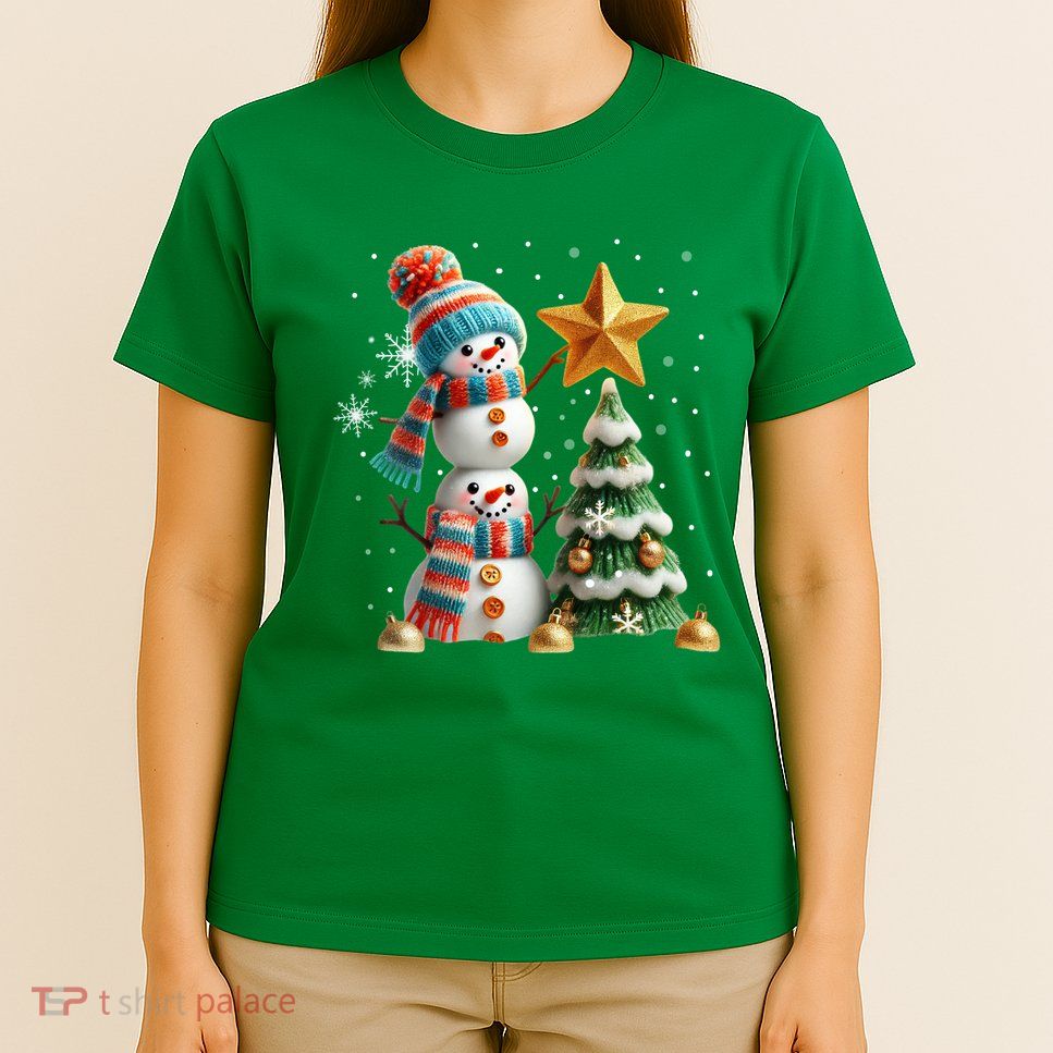 Funny Snowmen Putting Up Christmas Tree T-Shirt