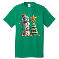 Funny Snowmen Putting Up Christmas Tree Tall T-Shirt