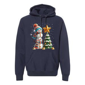 Funny Snowmen Putting Up Christmas Tree Premium Hoodie