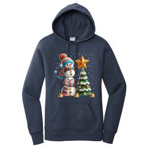 Funny Snowmen Putting Up Christmas Tree Women's Pullover Hoodie