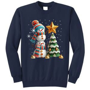 Funny Snowmen Putting Up Christmas Tree Tall Sweatshirt