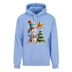 Funny Snowmen Putting Up Christmas Tree Unisex Surf Hoodie