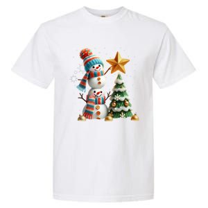 Funny Snowmen Putting Up Christmas Tree Garment-Dyed Heavyweight T-Shirt