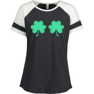 Funny St. Pattys Day Four 4 Leaf Clover Bra Enza Ladies Jersey Colorblock Tee