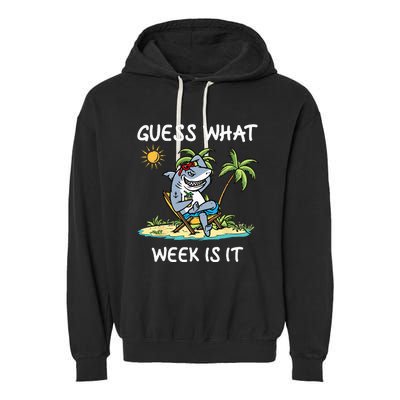 Funny shark party beach guess what week is it Lover shark Garment-Dyed Fleece Hoodie