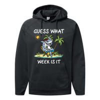 Funny shark party beach guess what week is it Lover shark Performance Fleece Hoodie