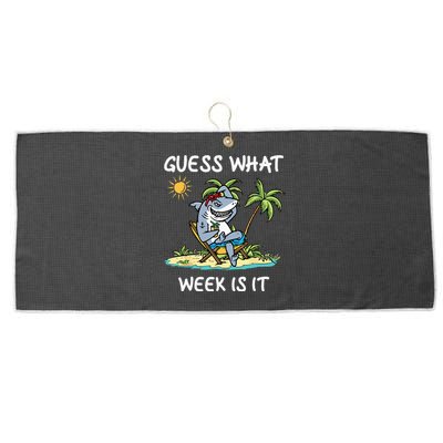 Funny shark party beach guess what week is it Lover shark Large Microfiber Waffle Golf Towel