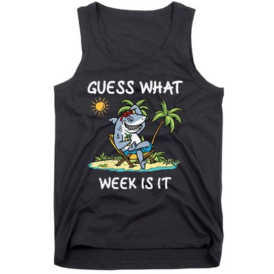 Funny shark party beach guess what week is it Lover shark Tank Top