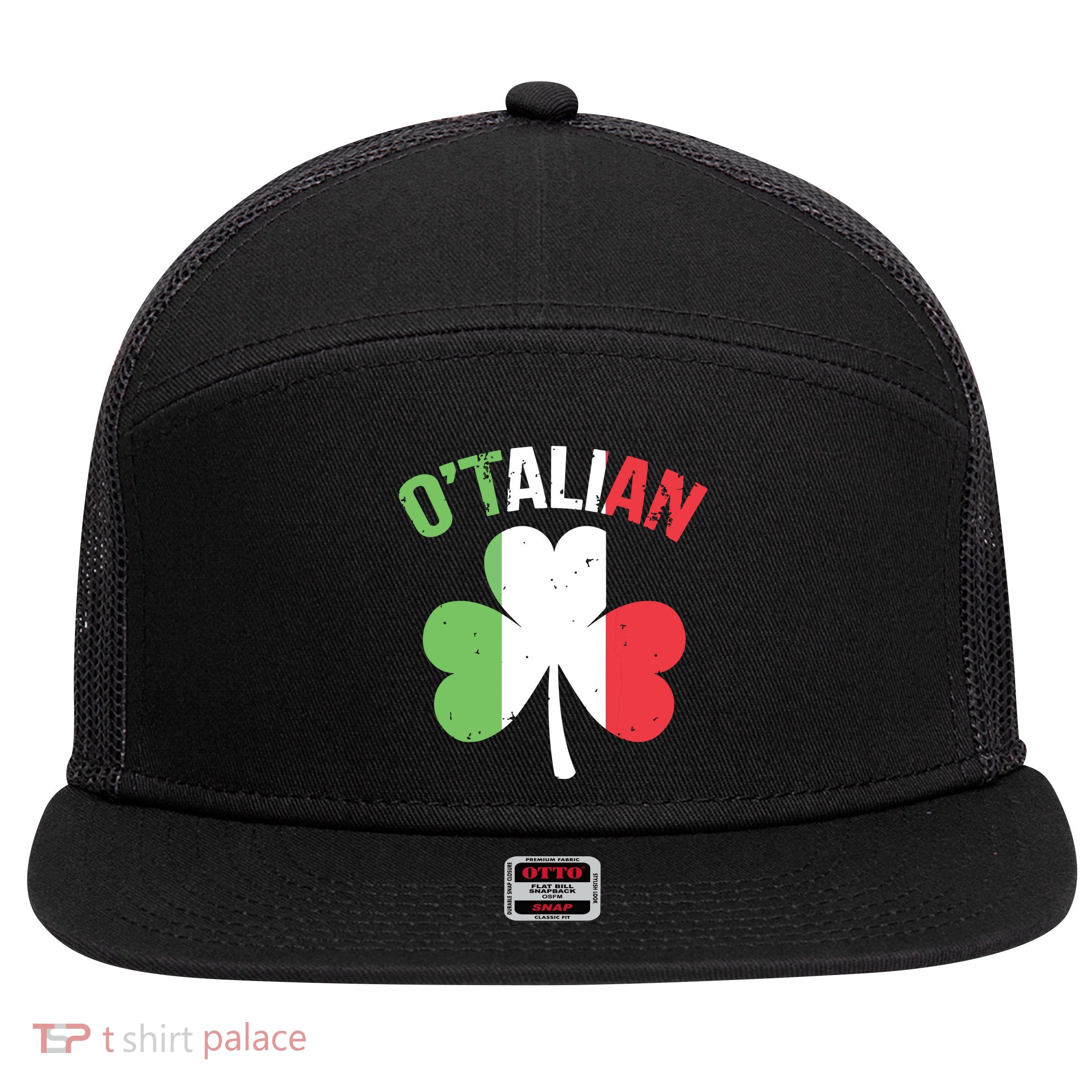 Funny Saint Patricks Day Irish Italian Otalian 7 Panel Mesh Trucker Snapback Hat