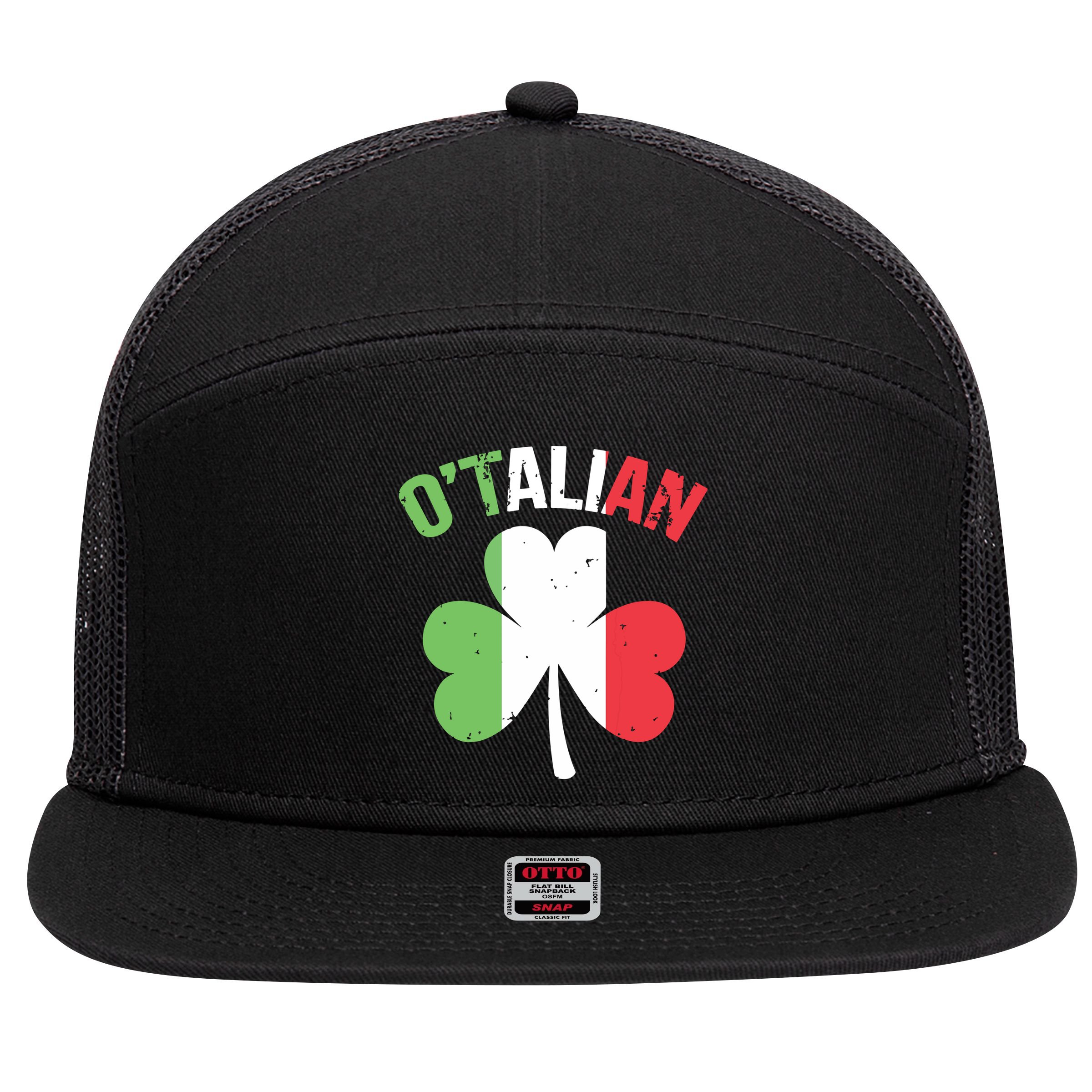 Funny Saint Patricks Day Irish Italian Otalian 7 Panel Mesh Trucker Snapback Hat