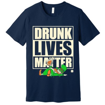 Funny St. Patricks Day Drunk Lives Matter Leprechaun Premium T-Shirt