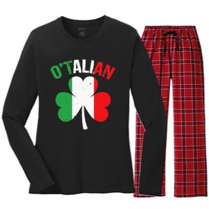 Funny Saint Patricks Day Irish Italian O'talian Women's Long Sleeve Flannel Pajama Set 