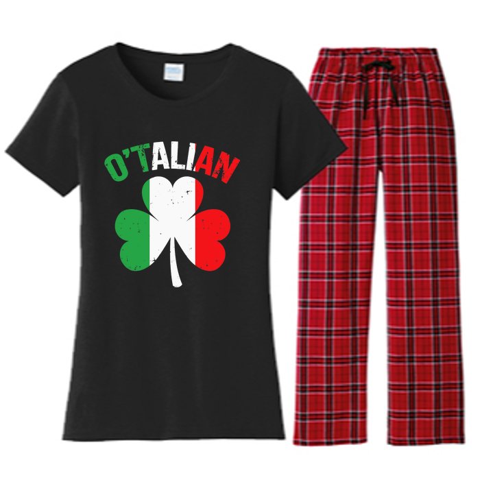 Funny Saint Patricks Day Irish Italian O'talian Women's Flannel Pajama Set