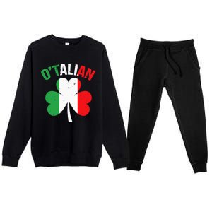 Funny Saint Patricks Day Irish Italian O'talian Premium Crewneck Sweatsuit Set