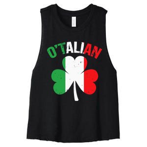 Funny Saint Patricks Day Irish Italian O'talian Women's Racerback Cropped Tank