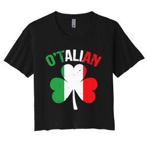 Funny Saint Patricks Day Irish Italian O'talian Women's Crop Top Tee