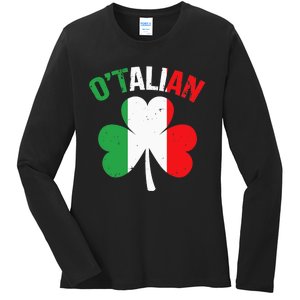 Funny Saint Patricks Day Irish Italian O'talian Ladies Long Sleeve Shirt