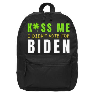 Funny St Patty's Day Kiss Me I Didn't Vote for Biden  16 in Basic Backpack