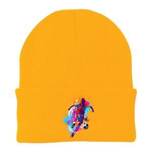 Funny Soccer Player Paint Splash Gift Knit Cap Winter Beanie