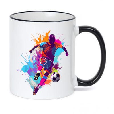 Funny Soccer Player Paint Splash Gift 11oz Black Color Changing Mug