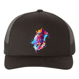 Funny Soccer Player Paint Splash Gift Yupoong Adult 5-Panel Trucker Hat