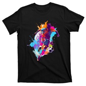 Funny Soccer Player Paint Splash Gift T-Shirt