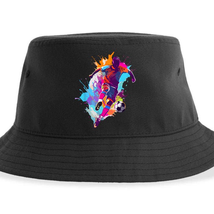 Funny Soccer Player Paint Splash Gift Sustainable Bucket Hat