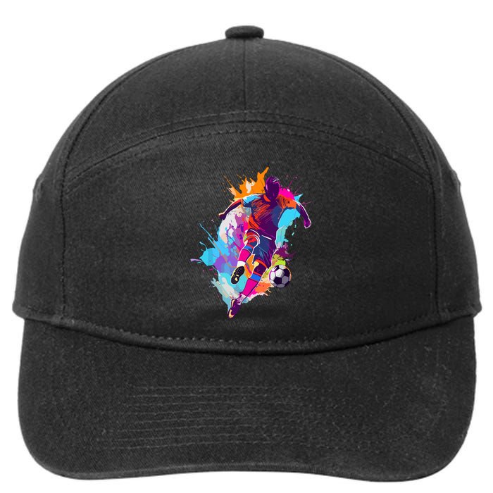 Funny Soccer Player Paint Splash Gift 7-Panel Snapback Hat