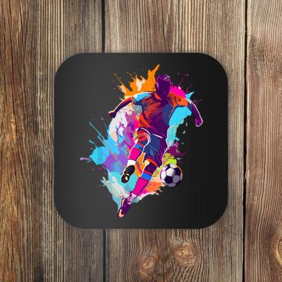 Funny Soccer Player Paint Splash Gift Coaster