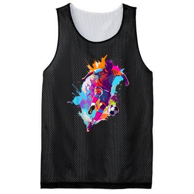 Funny Soccer Player Paint Splash Gift Mesh Reversible Basketball Jersey Tank