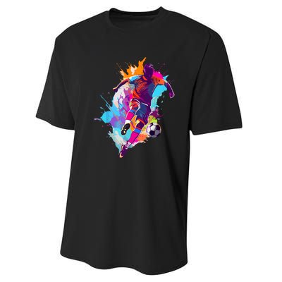 Funny Soccer Player Paint Splash Gift Performance Sprint T-Shirt