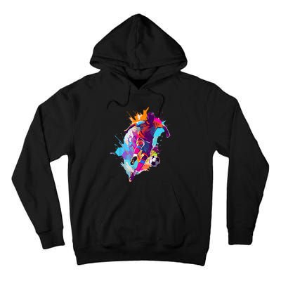 Funny Soccer Player Paint Splash Gift Tall Hoodie