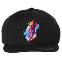 Funny Soccer Player Paint Splash Gift Wool Snapback Cap