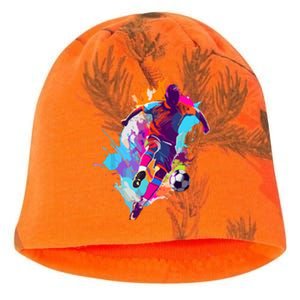 Funny Soccer Player Paint Splash Gift Kati - Camo Knit Beanie