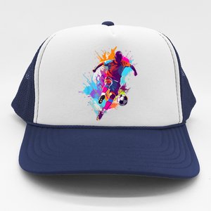 Funny Soccer Player Paint Splash Gift Trucker Hat