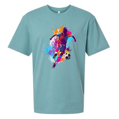 Funny Soccer Player Paint Splash Gift Sueded Cloud Jersey T-Shirt