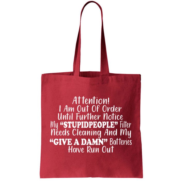 Funny Stupid People Filter Tote Bag