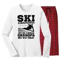 Funny Skiing Quote Ski Grandpa Grandfather Women's Long Sleeve Flannel Pajama Set 