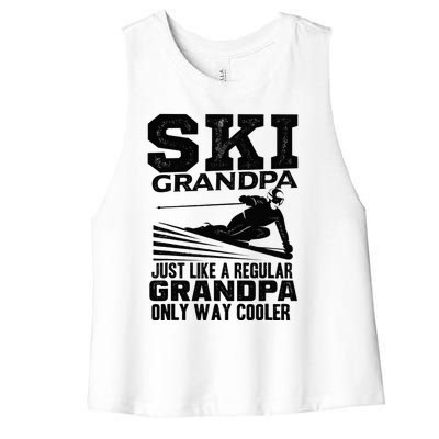 Funny Skiing Quote Ski Grandpa Grandfather Women's Racerback Cropped Tank