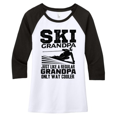 Funny Skiing Quote Ski Grandpa Grandfather Women's Tri-Blend 3/4-Sleeve Raglan Shirt