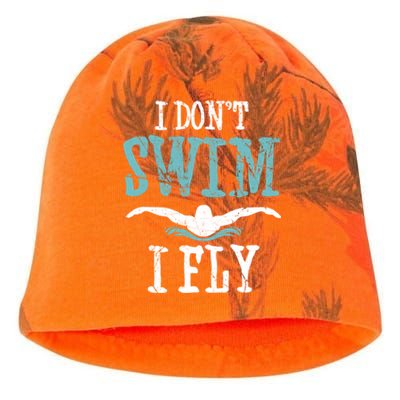 Funny Swim Quote I Don't Swim I Fly Butterfly Stroke Gift Cool Gift Kati - Camo Knit Beanie