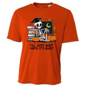 Funny Skeleton Quiet Wait Halloween This Is For Teachers Meaningful Gift Cooling Performance Crew T-Shirt