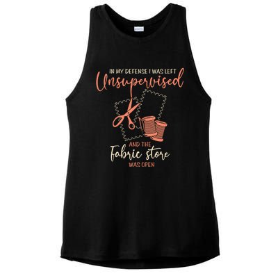 Funny Sewing Quilting Gift Left Unsupervised Gift Ladies PosiCharge Tri-Blend Wicking Tank