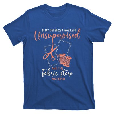 Funny Sewing Quilting Gift Left Unsupervised Gift T-Shirt