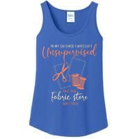 Funny Sewing Quilting Gift Left Unsupervised Gift Ladies Essential Tank