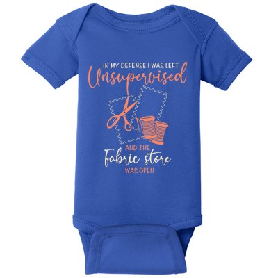 Funny Sewing Quilting Gift Left Unsupervised Gift Baby Bodysuit