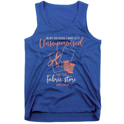 Funny Sewing Quilting Gift Left Unsupervised Gift Tank Top