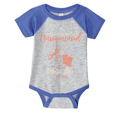 Funny Sewing Quilting Gift Left Unsupervised Gift Infant Baby Jersey Bodysuit