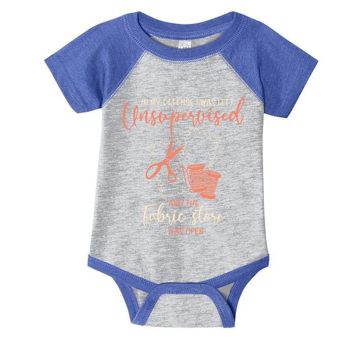 Funny Sewing Quilting Gift Left Unsupervised Gift Infant Baby Jersey Bodysuit