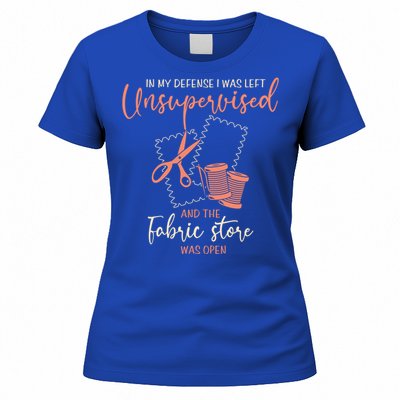 Funny Sewing Quilting Gift Left Unsupervised Gift Women's T-Shirt